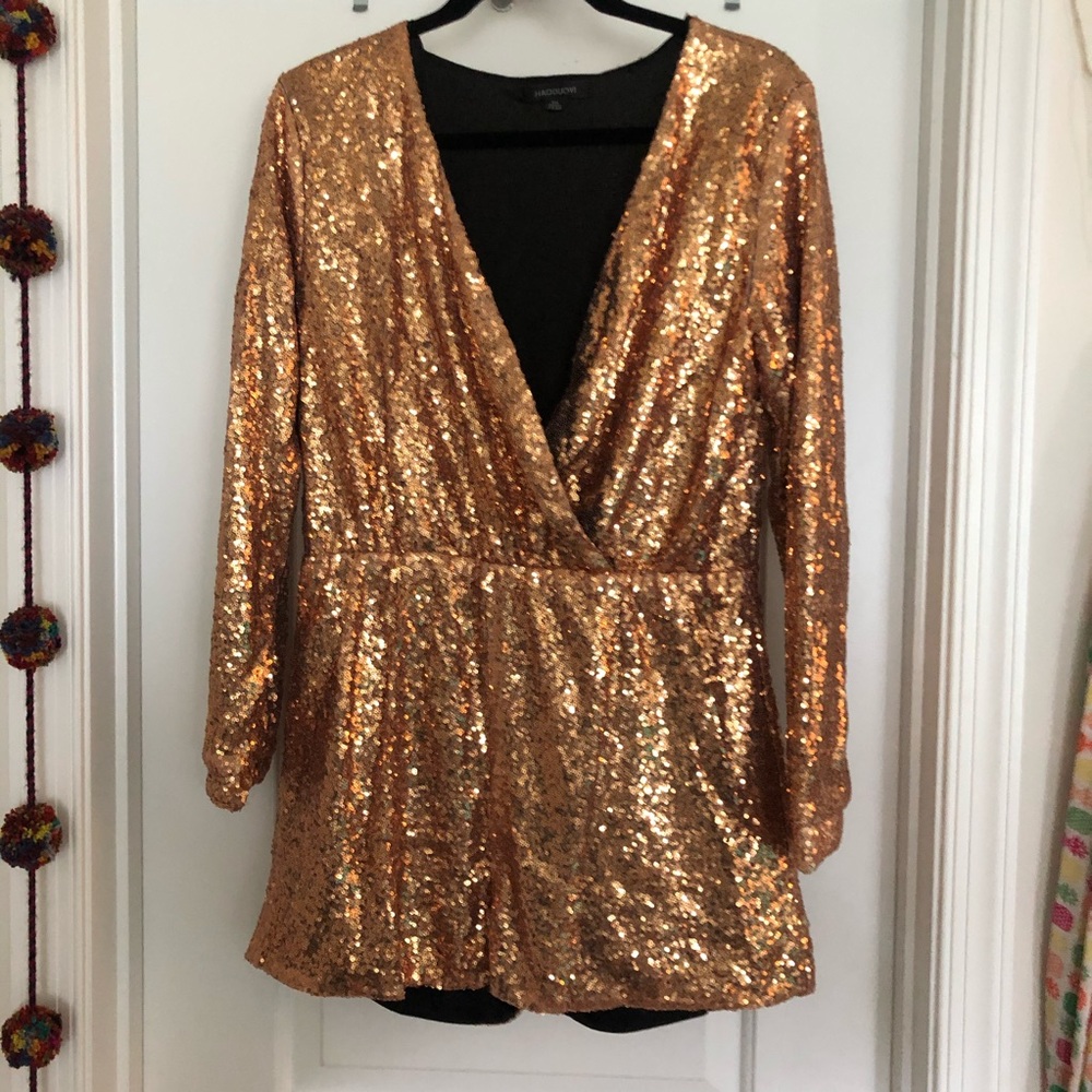 Gold Sequin Woman’s Romper